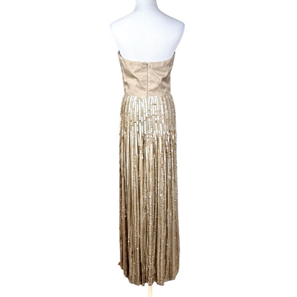 Liancarlo Vintage Beaded Sequin Silk Formal Evening Gown SZ 8 Champagne Gold - Picture 9 of 17